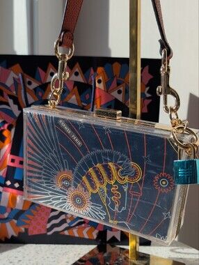 Multicolor Graphic Mini Crossbody Bag with Gold Trim